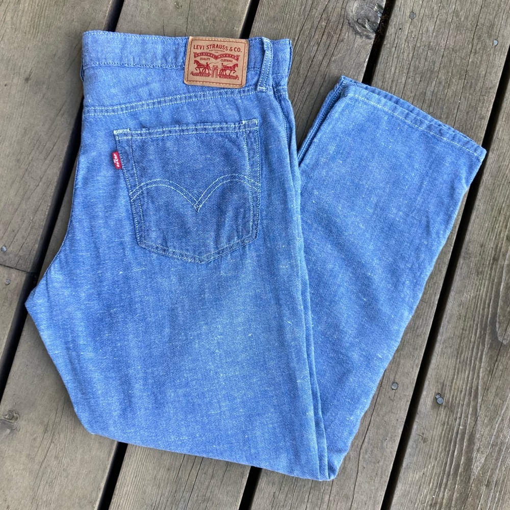 Rare Linen LEVI’S Jeans Relax Fit Boyfriend Blue Lightweight Size 30 - Picture 4 of 16